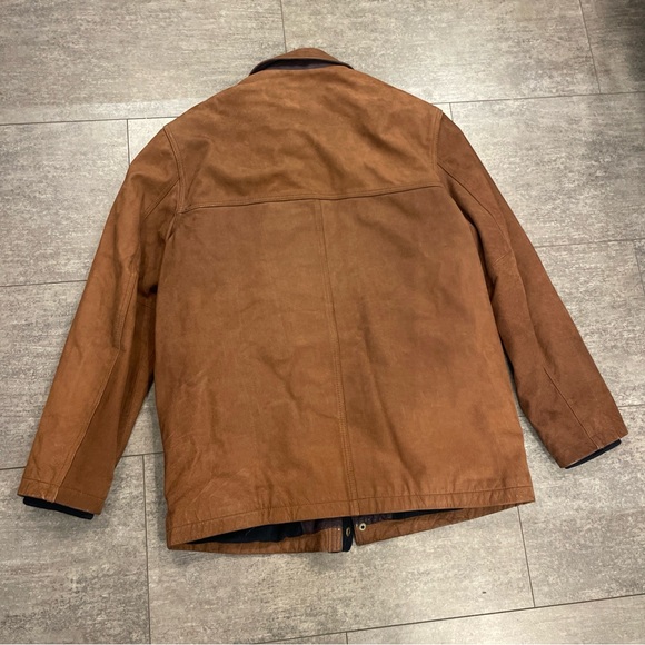 Columbia Long Leather Jacket Zip Up Flannel Lined - Picture 10 of 11